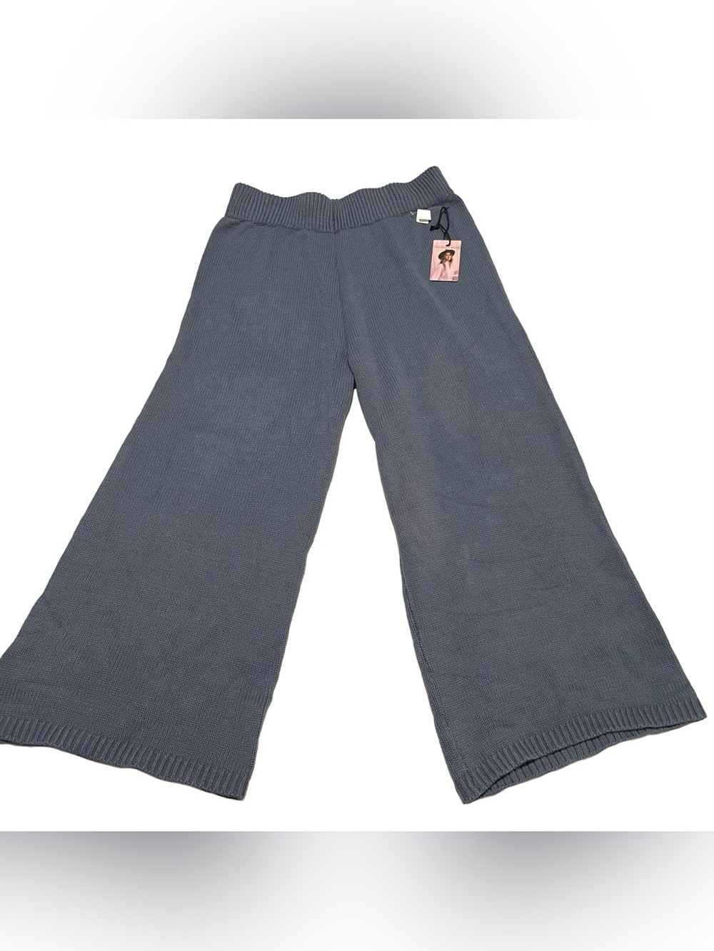 Wide-Leg Knit Pants in Blue Gray by Sincerely Jules